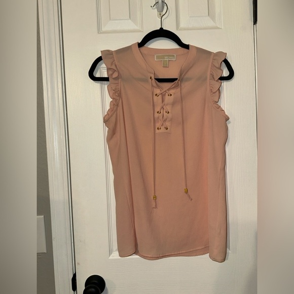 Michael Kors Lace Up Pink Blouse - Picture 2 of 5